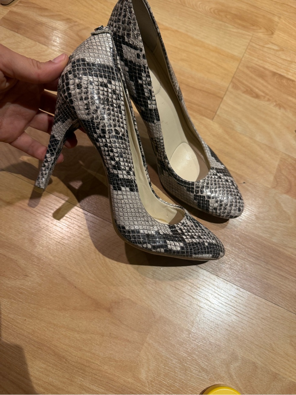 Calvin Klein Snake-Print Pointed Toe Pumps - Black & Gray size 8M